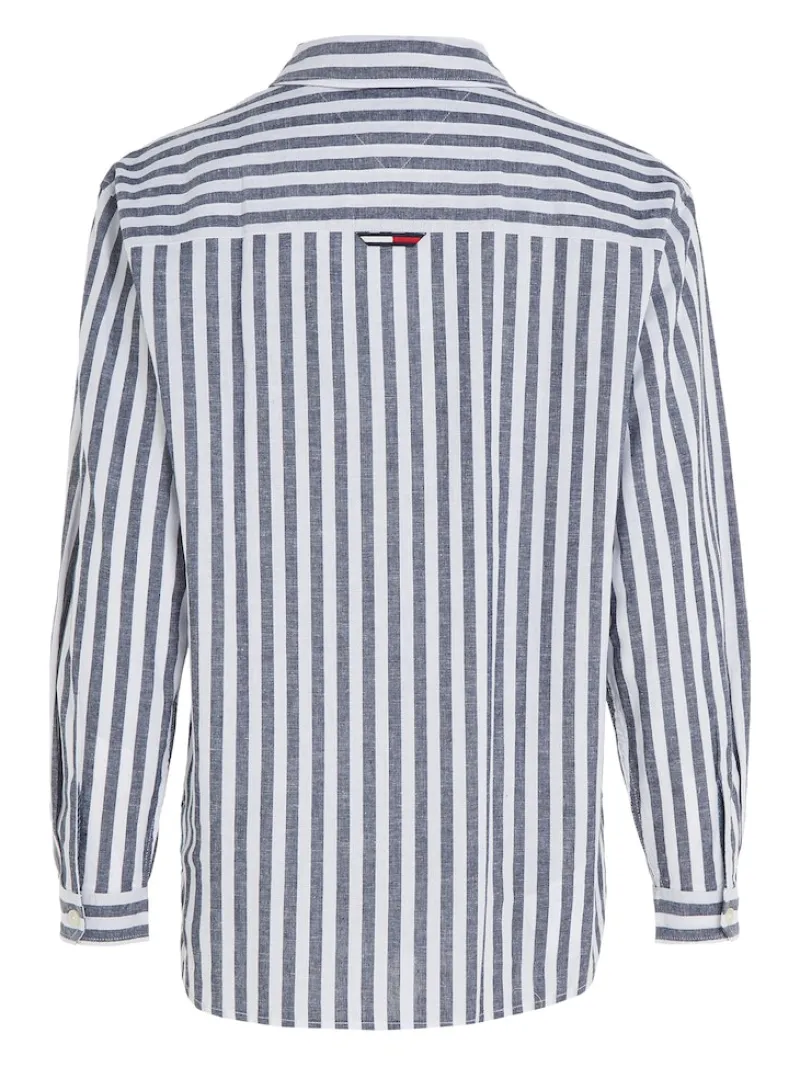 Tommy Jeans Blusen*TJW STRIPED LINEN BLEND BF SHIRT twilight navy - stripe