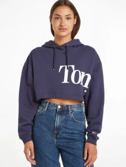 Tommy Jeans Pullover & Sweatshirts*TJW SUPER CROP BOLD TOMMY HOODIE twilight navy
