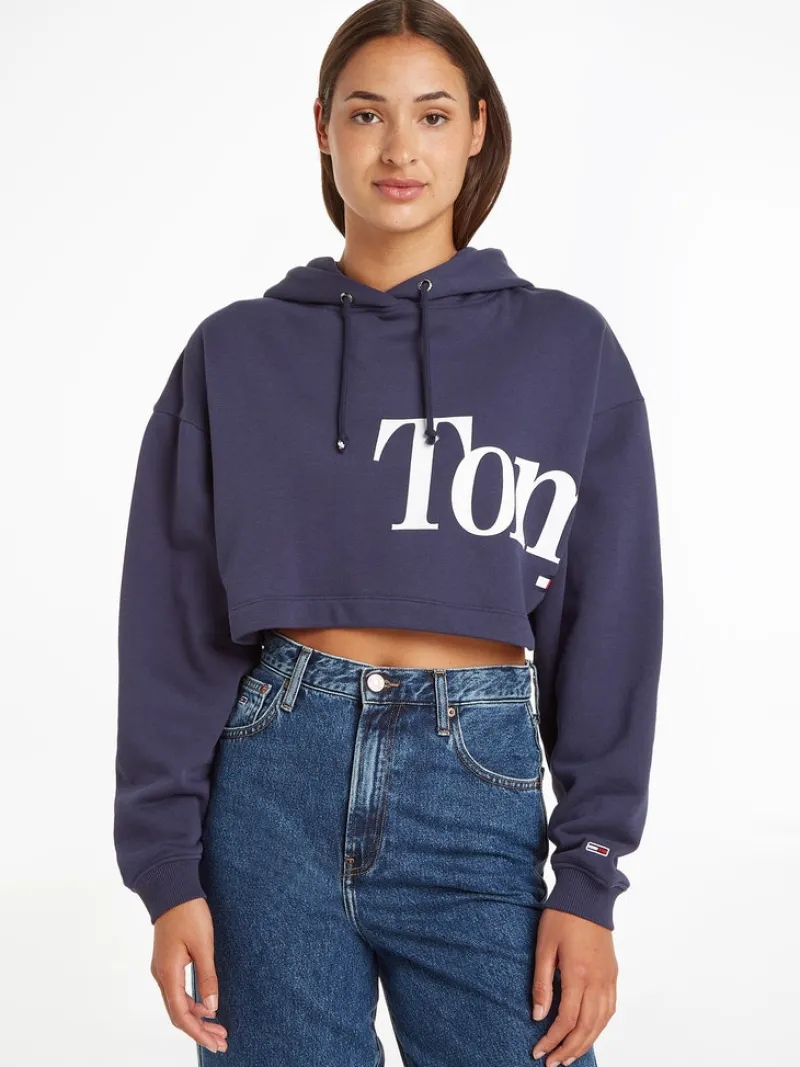 Tommy Jeans Pullover & Sweatshirts*TJW SUPER CROP BOLD TOMMY HOODIE twilight navy