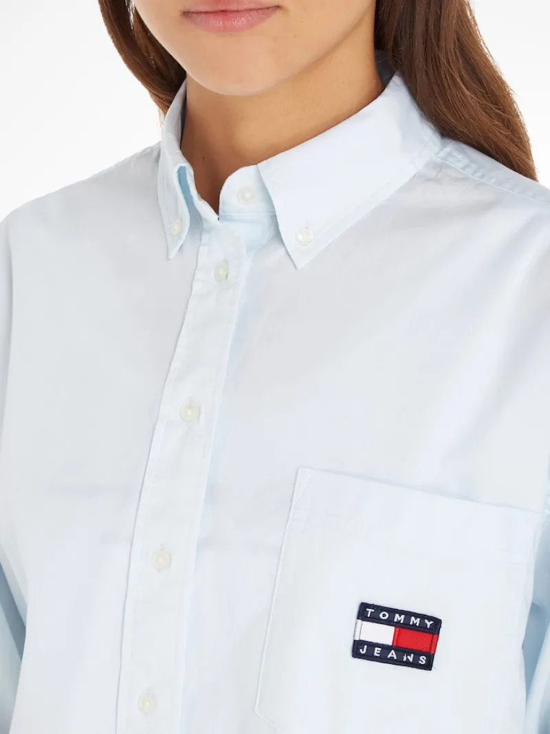 Tommy Jeans Blusen*TJW SUPER OVERSIZED SHIRT shimmering blue