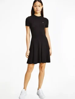 Tommy Jeans Kleider*TJW TIE BACK FIT FLARE DRESS Black