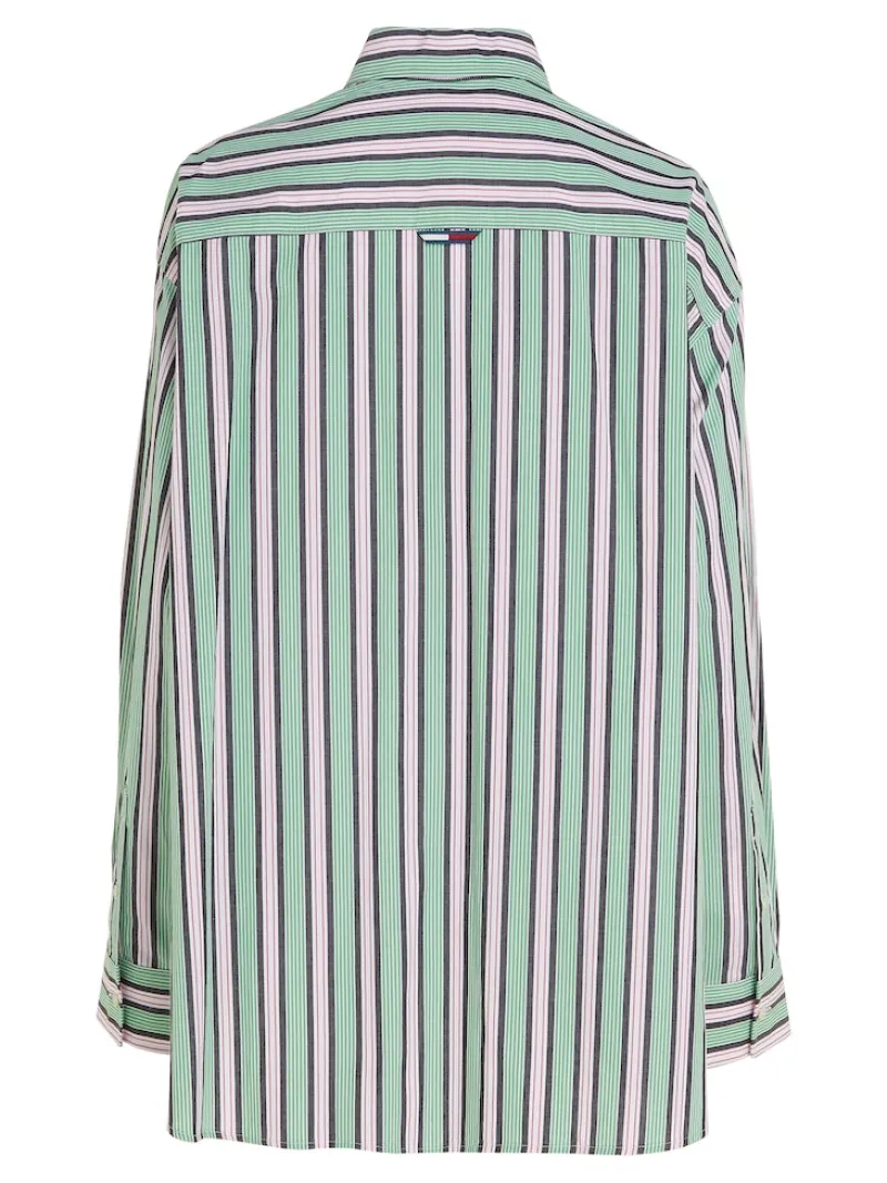Tommy Jeans Blusen*TJW ULTRA OVERSIZED STRIPE SHIRT coastal green - multi