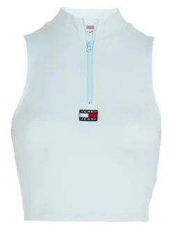 Tommy Jeans Shirts*TJW XS BADGE 1/4 ZIP MOCKNECK shimmering blue