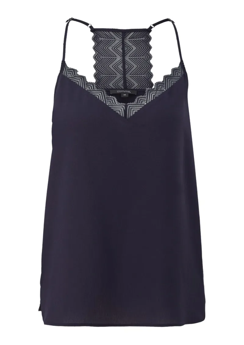 Comma Shirts*Top im Lingerie-Look Blau