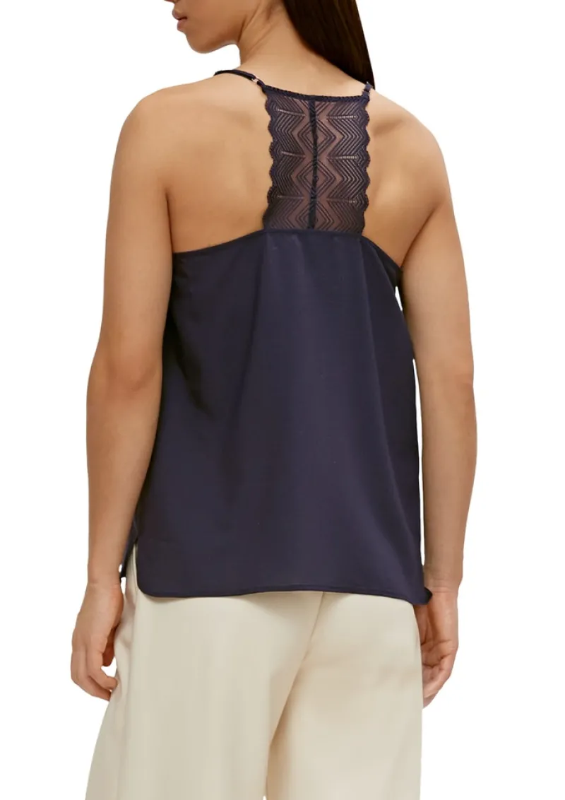 Comma Shirts*Top im Lingerie-Look Blau