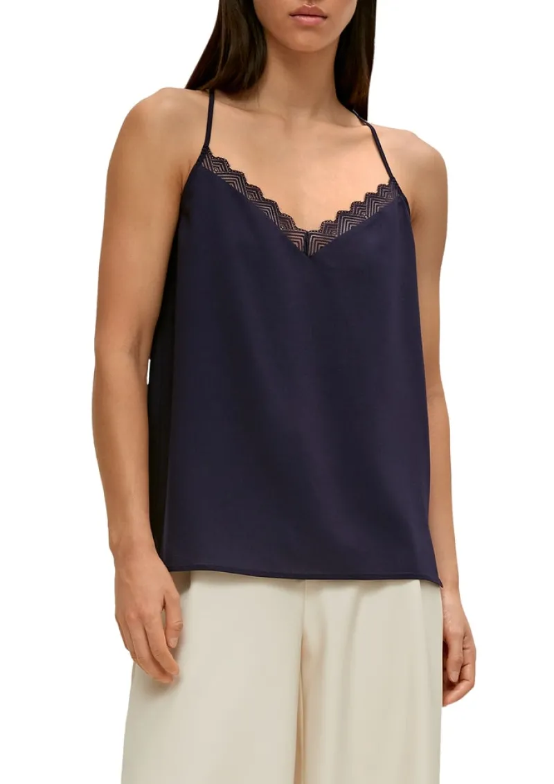 Comma Shirts*Top im Lingerie-Look Blau