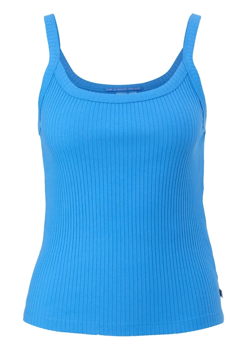 QS Shirts*Top in Rippstruktur Blau