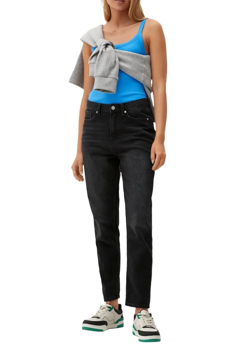 QS Shirts*Top in Rippstruktur Blau