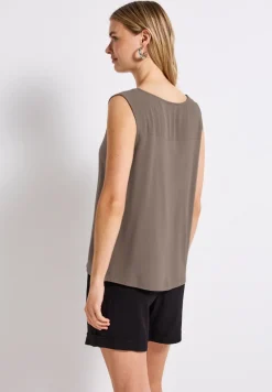 Street One Shirts*Top mit Split Neck dark tumbled beige