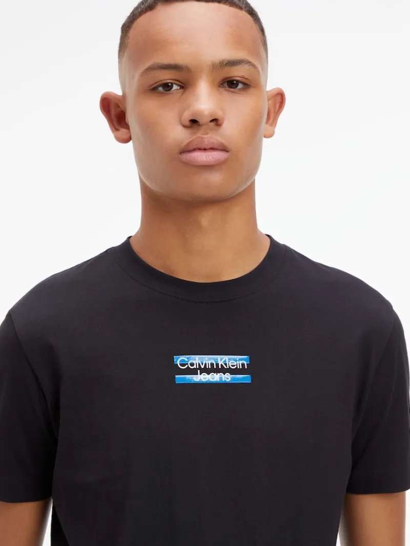 Calvin Klein Jeans Shirts|Big Boys*TRANSPARENT STRIPE LOGO TEE ck black