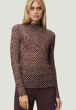 Zero Shirts*transparentes Shirt mit Stehkragen blackcamel