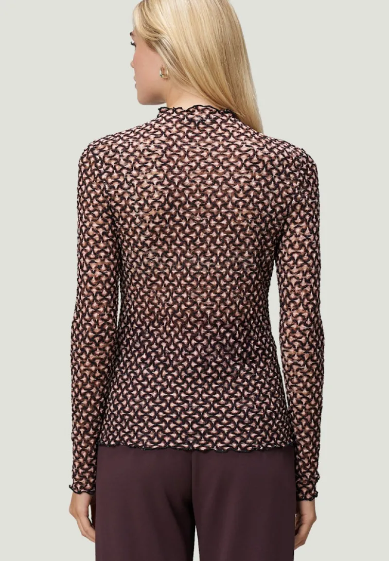 Zero Shirts*transparentes Shirt mit Stehkragen blackcamel