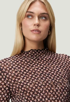 Zero Shirts*transparentes Shirt mit Stehkragen blackcamel