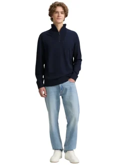 Tom Tailor Denim Pullover & Sweatshirts*Troyer Strickpullover aus Baumwolle sky captain blue