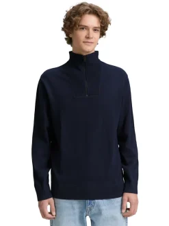 Tom Tailor Denim Pullover & Sweatshirts*Troyer Strickpullover aus Baumwolle sky captain blue