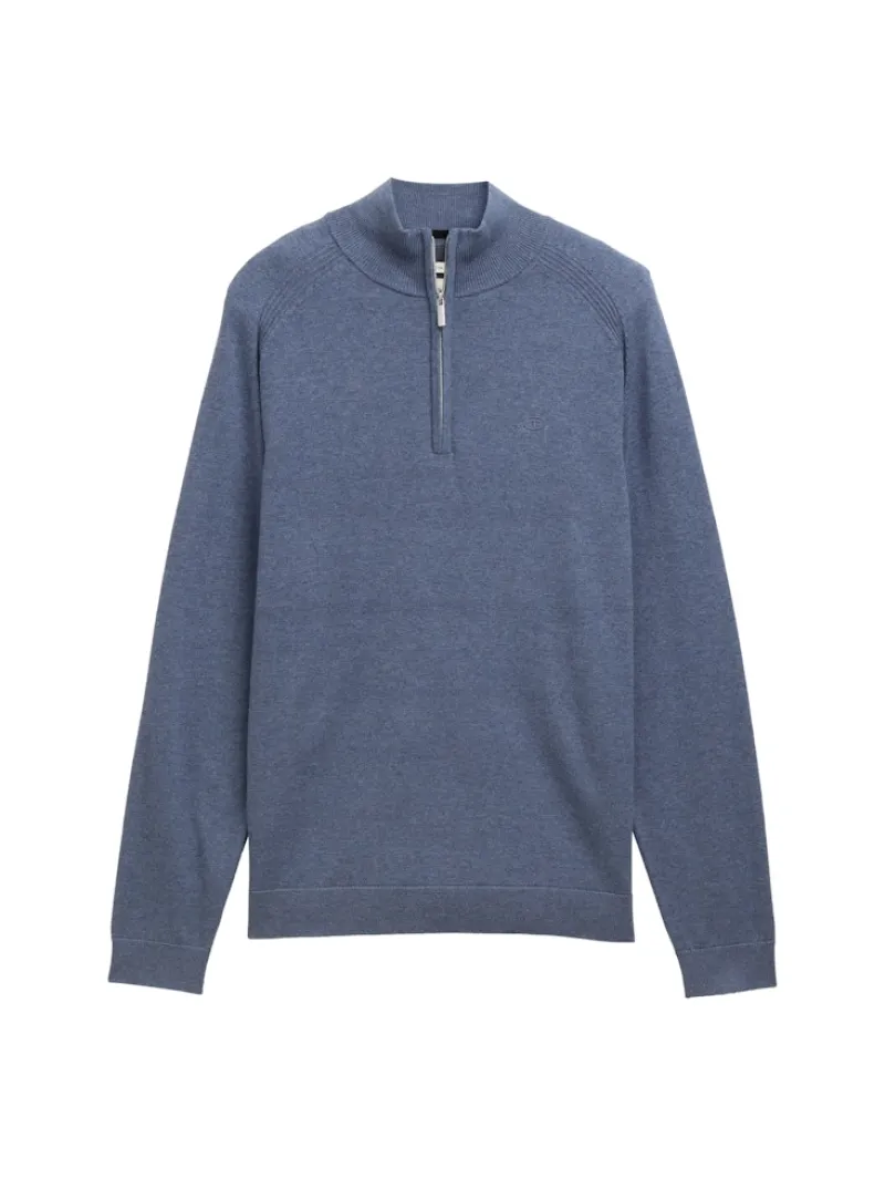 Tom Tailor Pullover & Sweatshirts|Big Boys*Troyer Strickpullover mit Logo-Stickerei vintage indigo blue melange