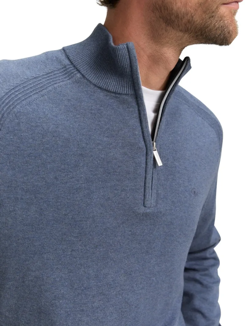 Tom Tailor Pullover & Sweatshirts|Big Boys*Troyer Strickpullover mit Logo-Stickerei vintage indigo blue melange