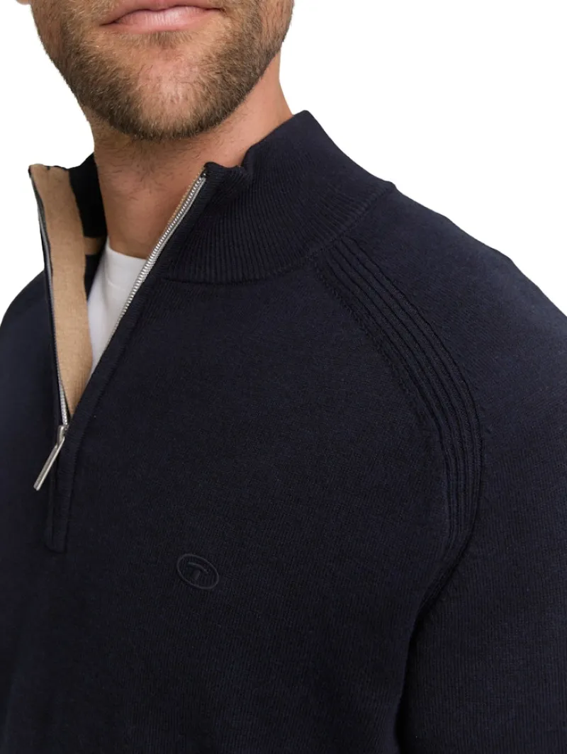 Tom Tailor Pullover & Sweatshirts|Big Boys*Troyer Strickpullover mit Logo-Stickerei knitted navy melange