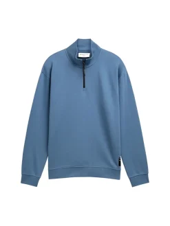 Tom Tailor Denim Pullover & Sweatshirts*Troyer Sweatshirt mit Logo-Badge dusty denim blue