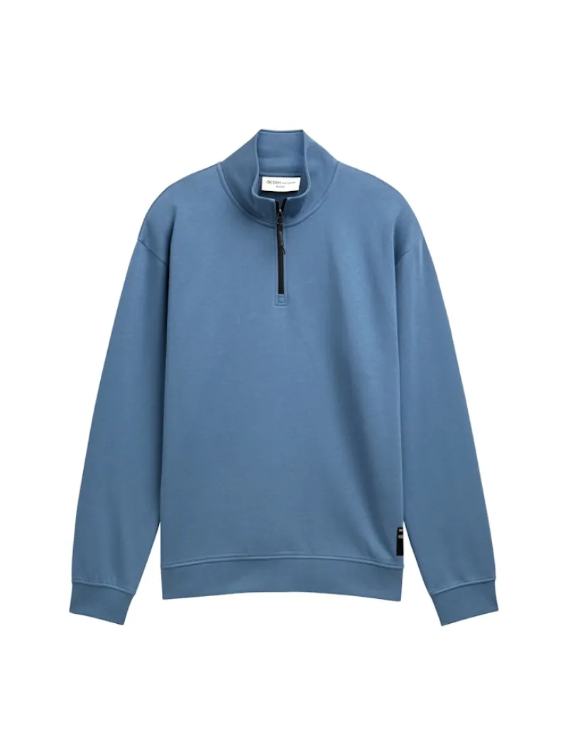 Tom Tailor Denim Pullover & Sweatshirts*Troyer Sweatshirt mit Logo-Badge dusty denim blue