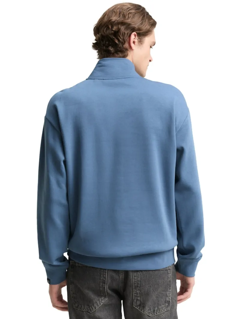 Tom Tailor Denim Pullover & Sweatshirts*Troyer Sweatshirt mit Logo-Badge dusty denim blue