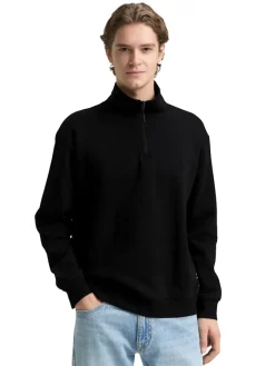 Tom Tailor Denim Pullover & Sweatshirts*Troyer Sweatshirt mit Logo-Badge Black