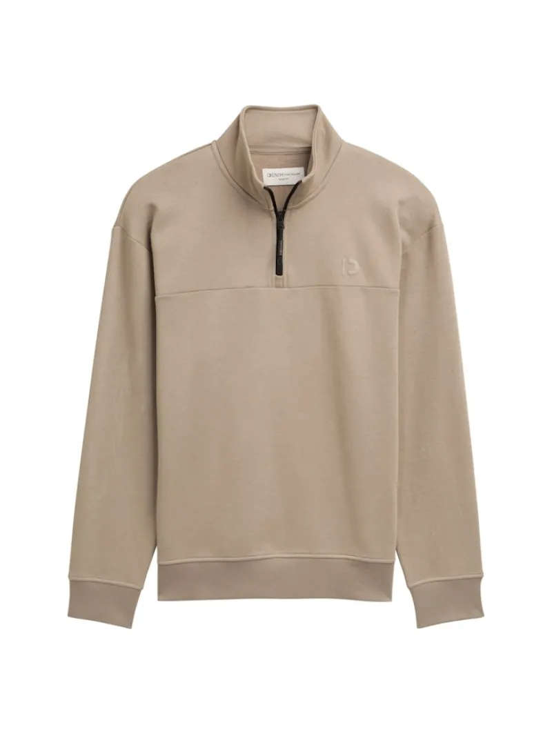 Tom Tailor Denim Pullover & Sweatshirts*Troyer Sweatshirt mit Logo-Print roasted nut brown