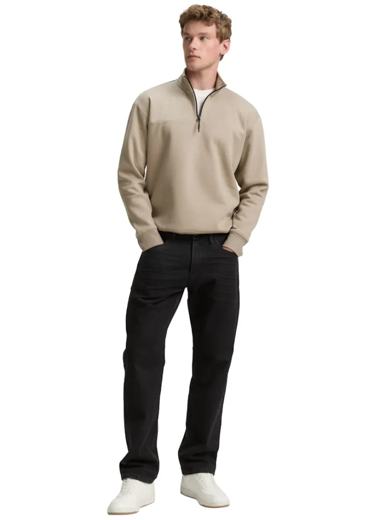 Tom Tailor Denim Pullover & Sweatshirts*Troyer Sweatshirt mit Logo-Print roasted nut brown