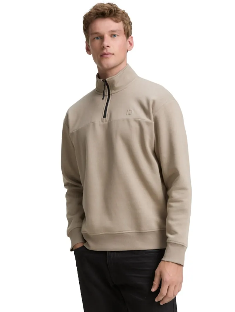Tom Tailor Denim Pullover & Sweatshirts*Troyer Sweatshirt mit Logo-Print roasted nut brown