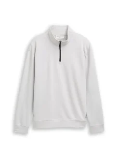 Tom Tailor Denim Pullover & Sweatshirts*Troyer Sweatshirt mit Logo-Badge chalk grey