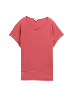 Tom Tailor Shirts*T-Shirt aus Materialmix berry red