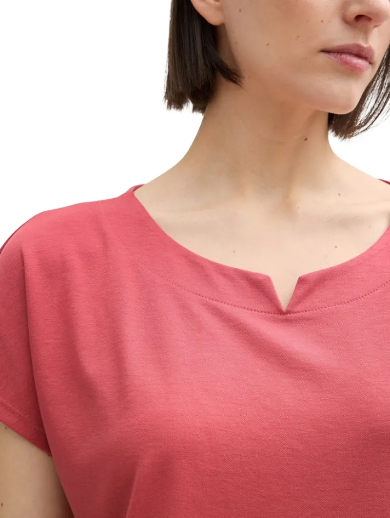 Tom Tailor Shirts*T-Shirt aus Materialmix berry red