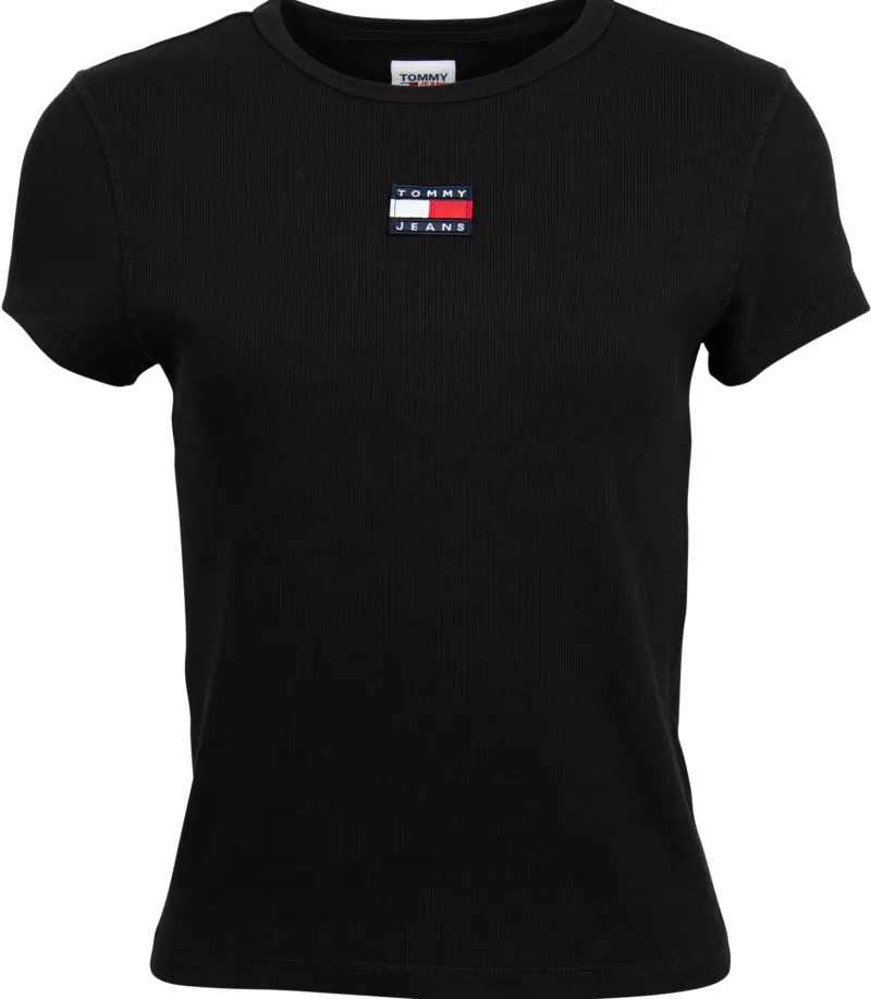 Tommy Jeans Shirts*T-Shirt Baby Rib Center Badge Schwarz
