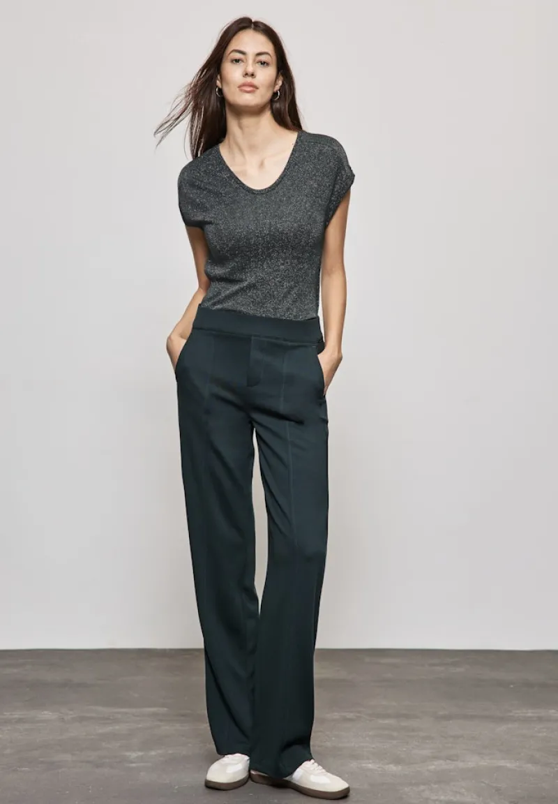 Street One Shirts*T-Shirt im Glanz-Look hunter green