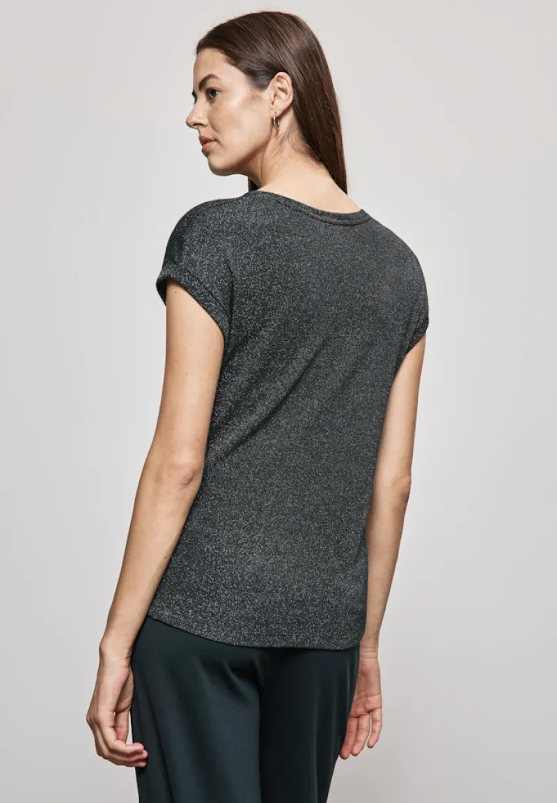 Street One Shirts*T-Shirt im Glanz-Look hunter green