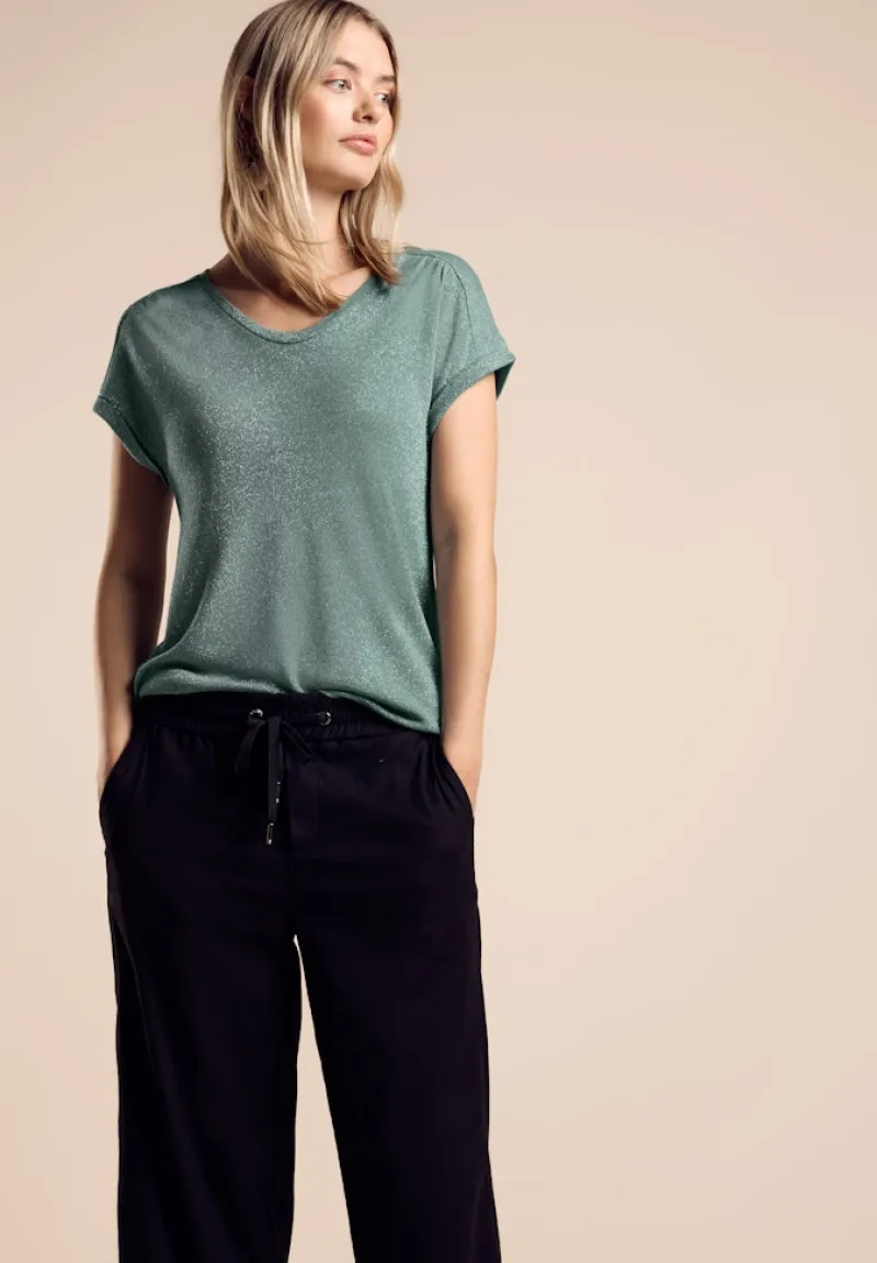 Street One Shirts*T-Shirt im Glanz-Look seafoam green
