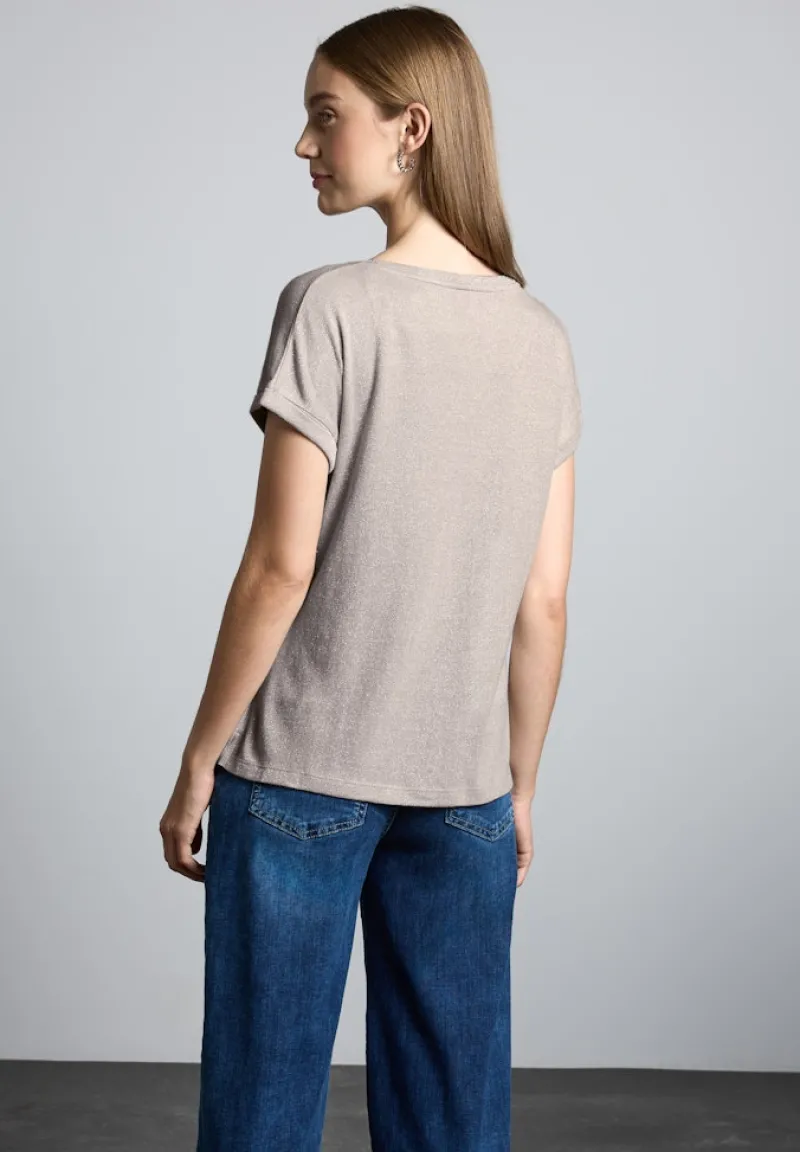 Street One Shirts*T-Shirt im Glanz-Look smooth sand beige