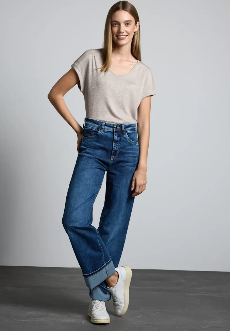 Street One Shirts*T-Shirt im Glanz-Look smooth sand beige