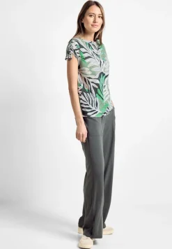 Cecil Shirts*T-Shirt in Leinen Optik soft salvia green
