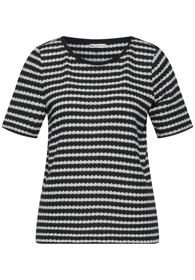 Street One Shirts*T-Shirt in Strickoptik Black
