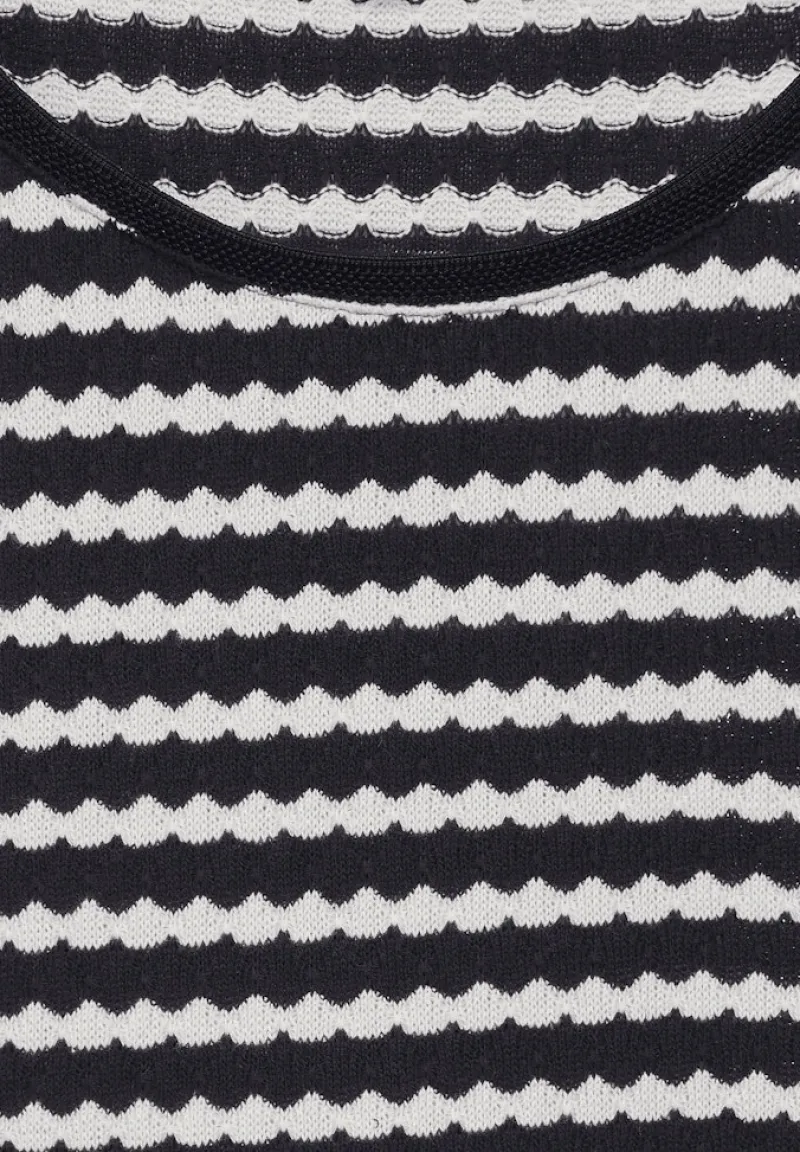 Street One Shirts*T-Shirt in Strickoptik Black