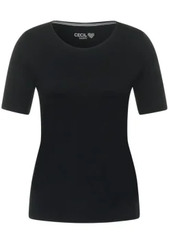 Cecil Shirts*T-Shirt in Unifarbe Black