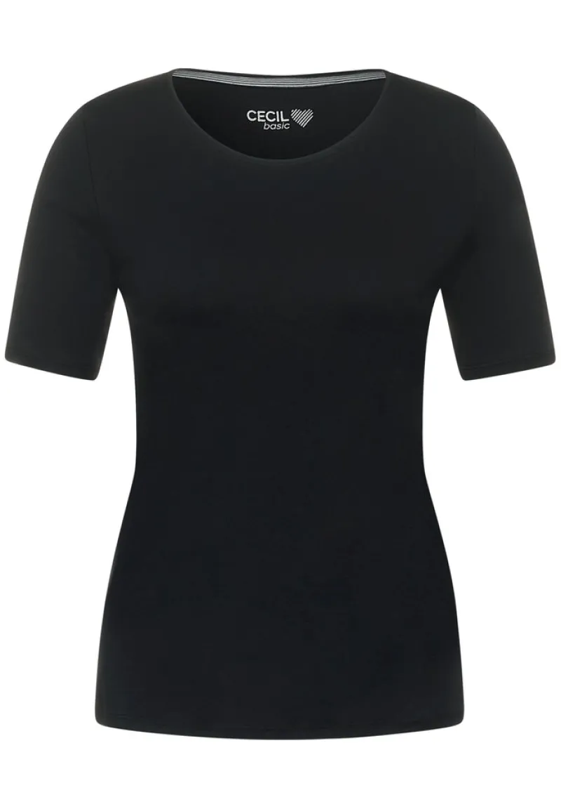 Cecil Shirts*T-Shirt in Unifarbe Black