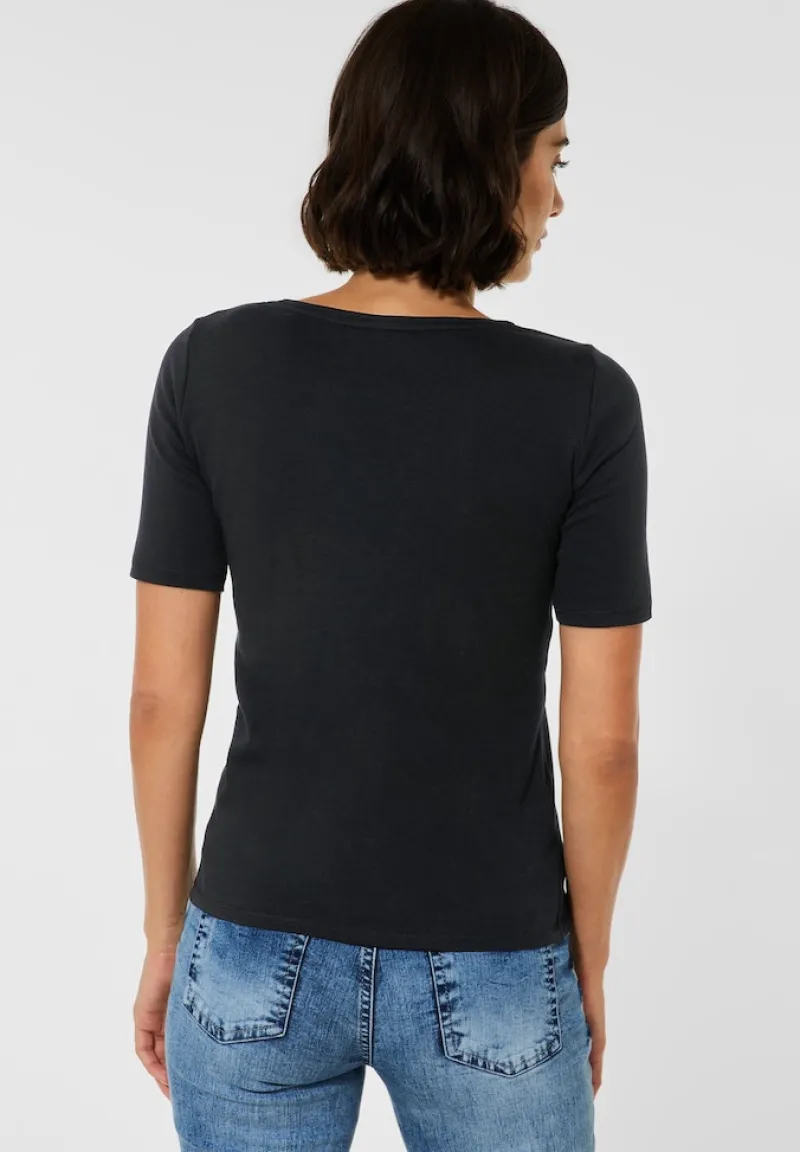 Cecil Shirts*T-Shirt in Unifarbe Black