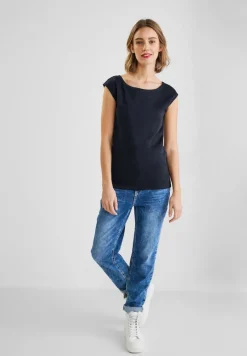 Street One Shirts*T-Shirt in Unifarbe deep blue