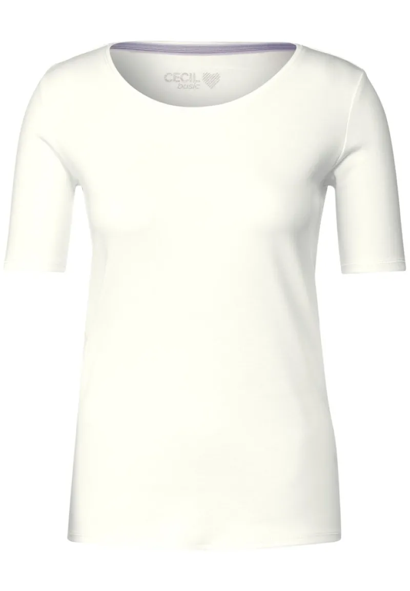 Cecil Shirts*T-Shirt in Unifarbe vanilla white