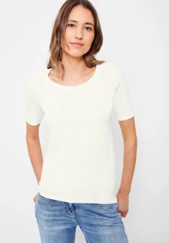 Cecil Shirts*T-Shirt in Unifarbe vanilla white
