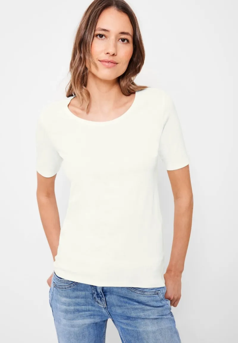 Cecil Shirts*T-Shirt in Unifarbe vanilla white