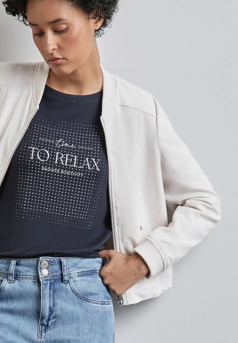 Street One Shirts*T-Shirt mit Artwork night sky blue