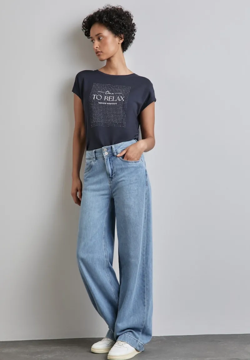 Street One Shirts*T-Shirt mit Artwork night sky blue